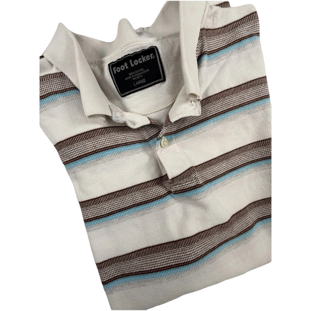 vintage Foot Locker branded large striped polo shirt‎ Large